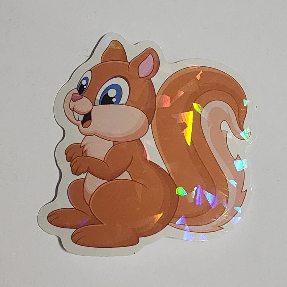 Squirrel Cartoon Shiny Holographic Sticker Decal 2.5 Inch Unused
